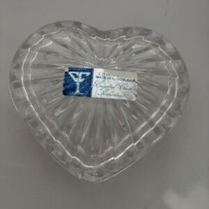 Vintage 24% Lead Crystal Heart Shaped Trinket Box Yugoslavia